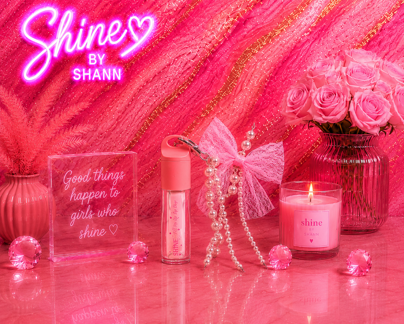 Fill Me up Gloss Pink Bottle With Charm