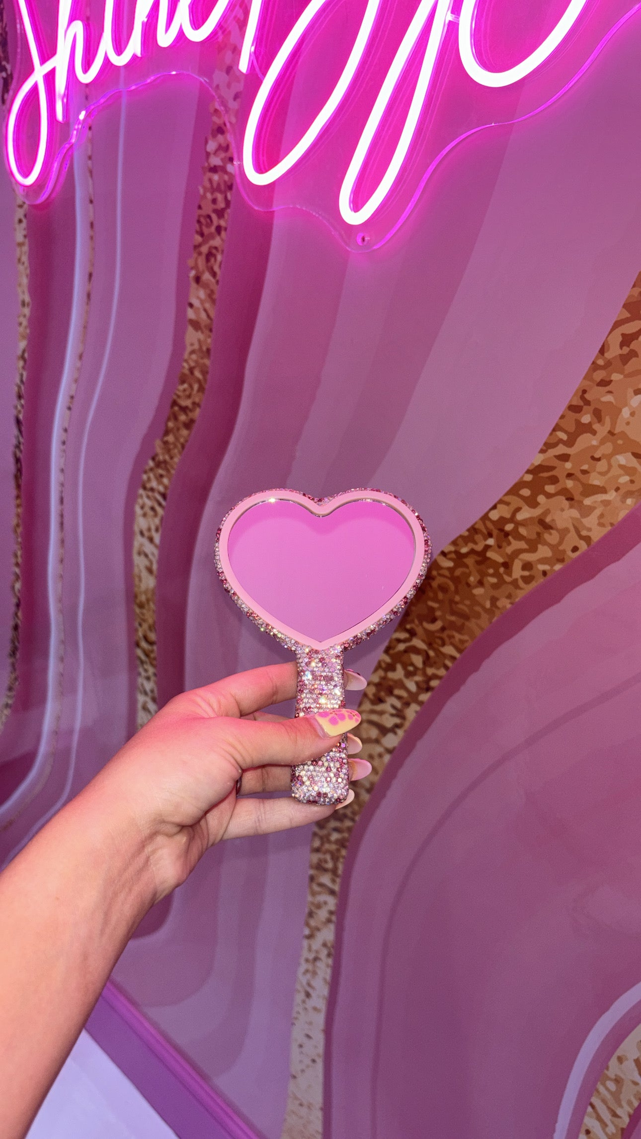 Pink Rhinestone Mirror