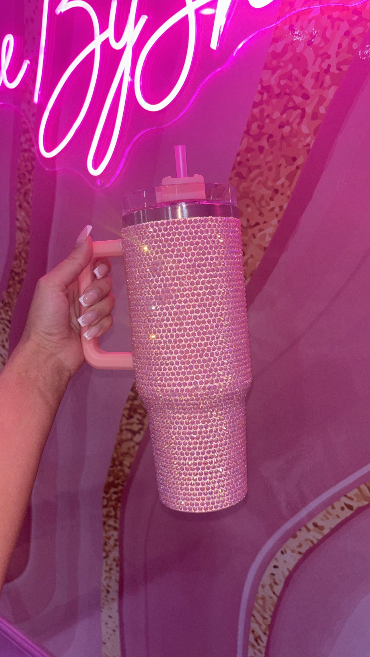 Baby Pink Rhinestone Cup