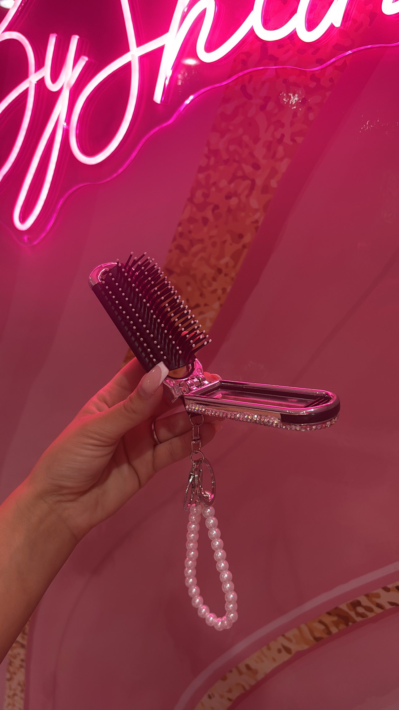 Pink Hairbrush Keychain