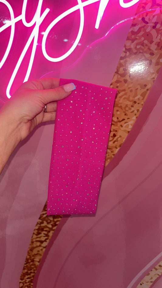 Hot Pink Rhinestone Stretch Headband