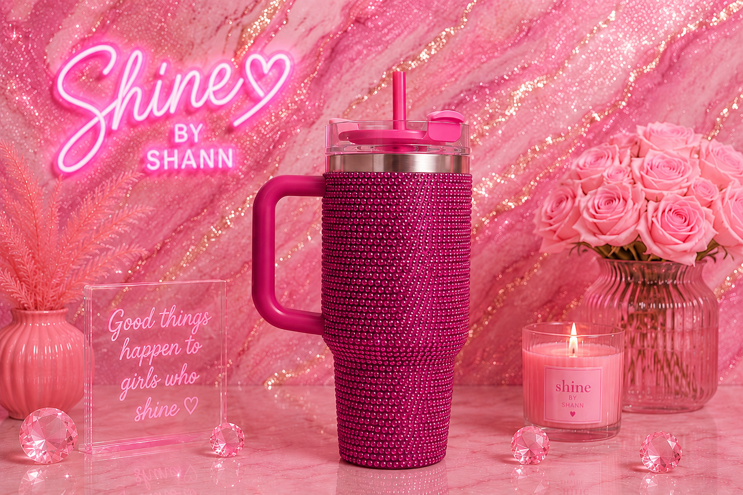 Hot Pink Rhinestone Mini Stanley