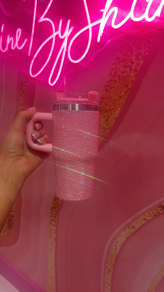Baby Pink Rhinestone Mini Cup