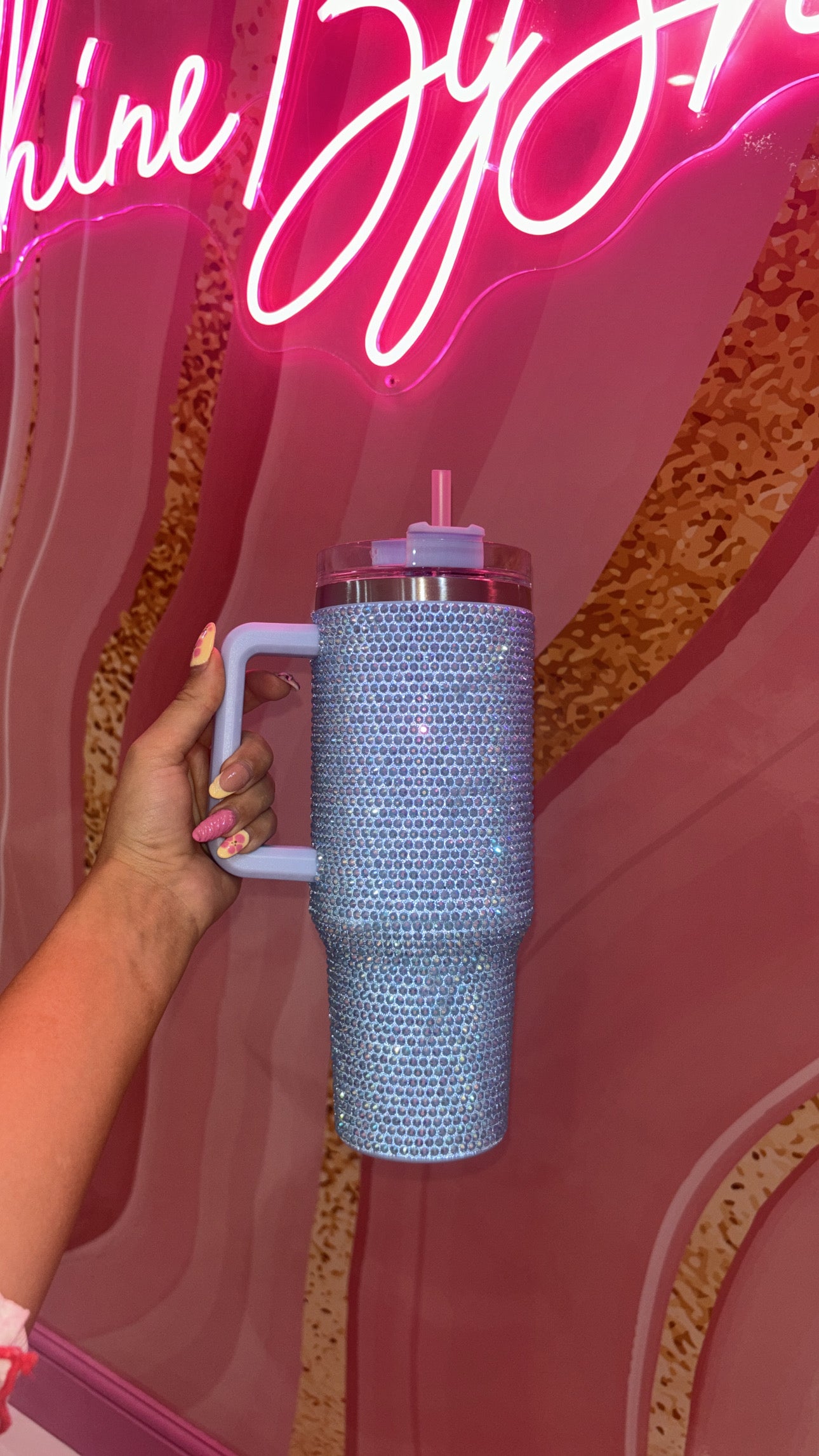 Blue Rhinestone Cup