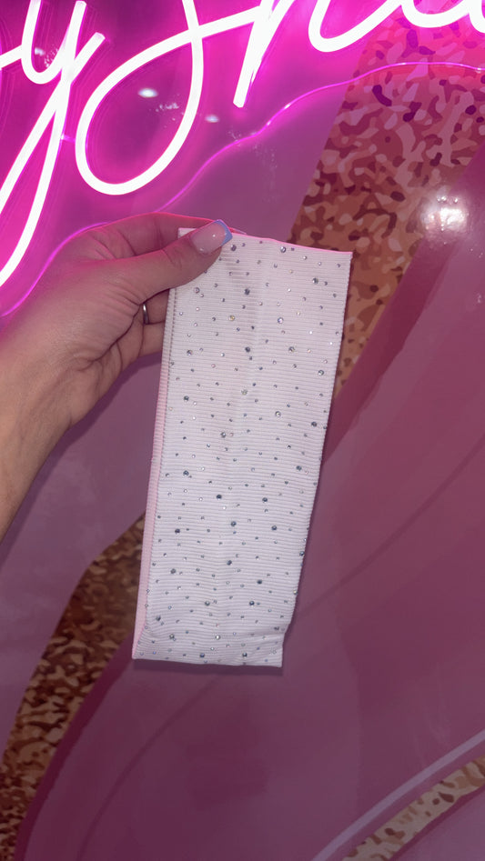 White Rhinestone Stretch Headband