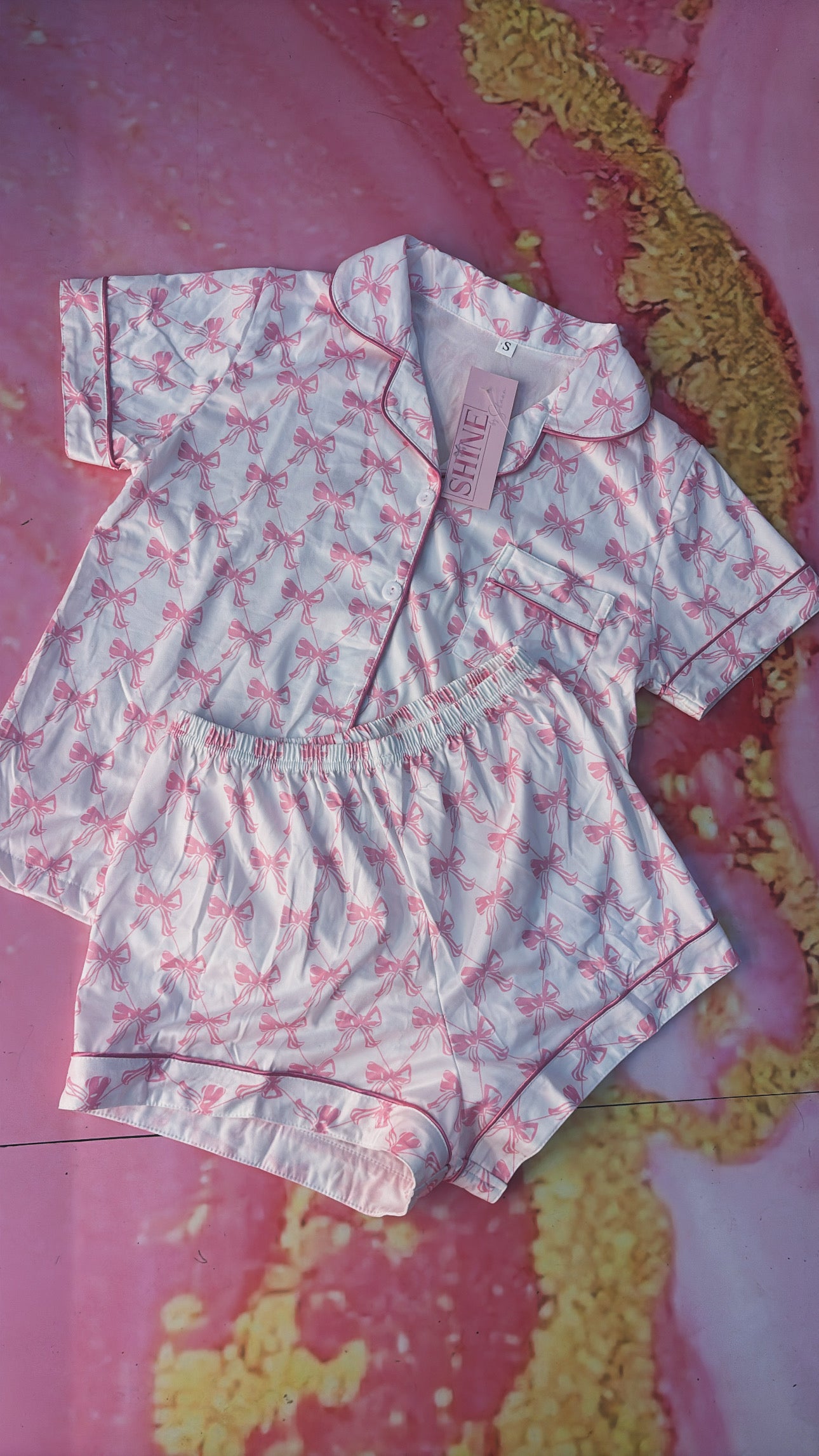 White Bow Pj Short Set