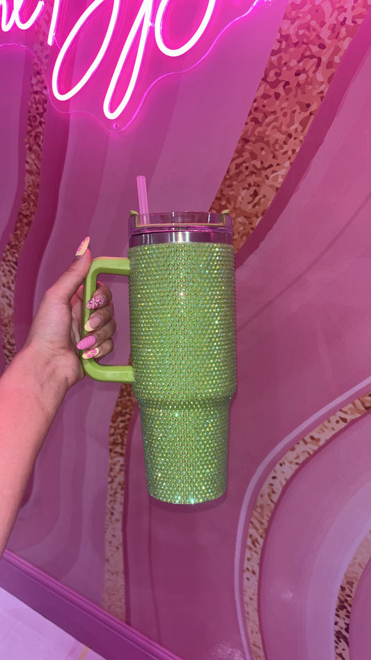 Green Rhinestone Cup