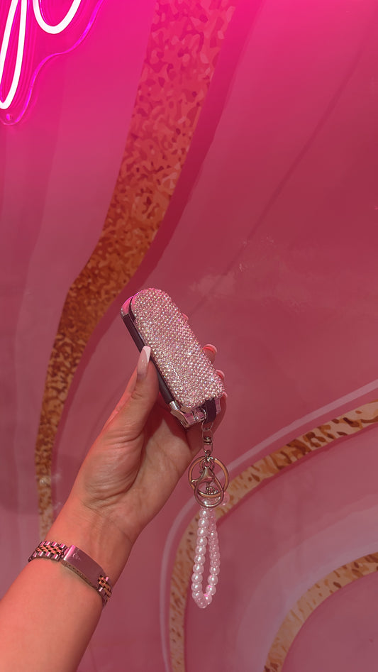 Silver Rhinestone Hairbrush Keychain