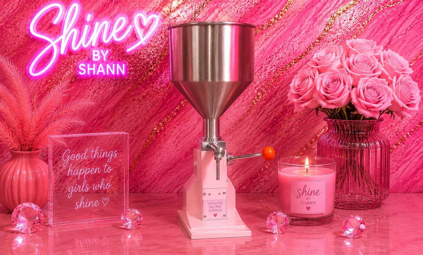 Fill Me up Gloss Pink Bottle With Charm